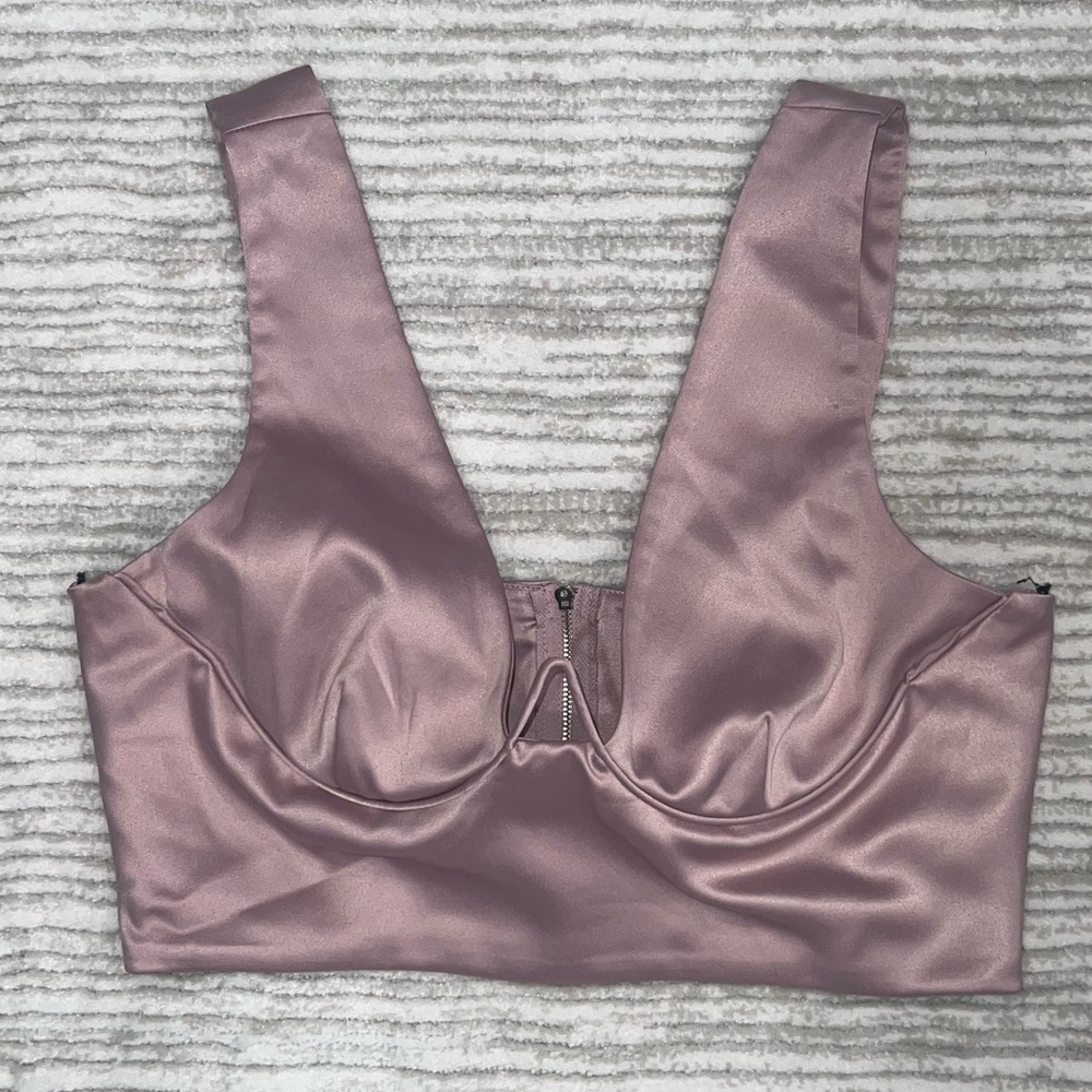 Pink Satin Crop Top